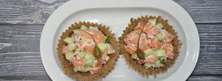 тарталетки из отрубей с салатом из семги. Шаг 8