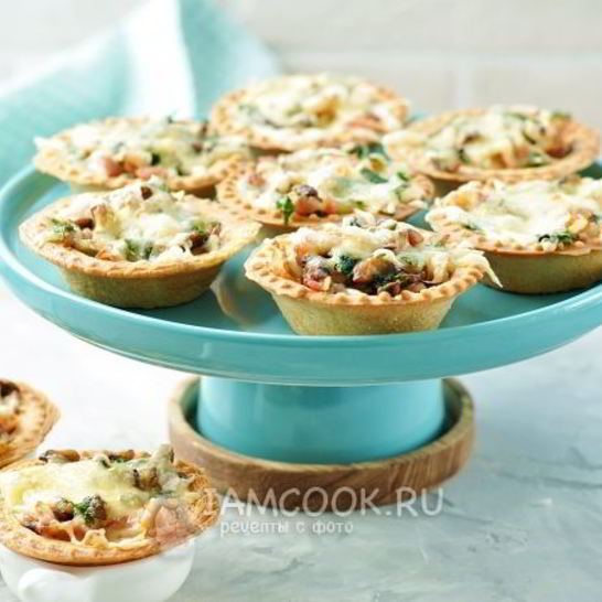 Рецепт тарталеток с грибами и сыром в духовке