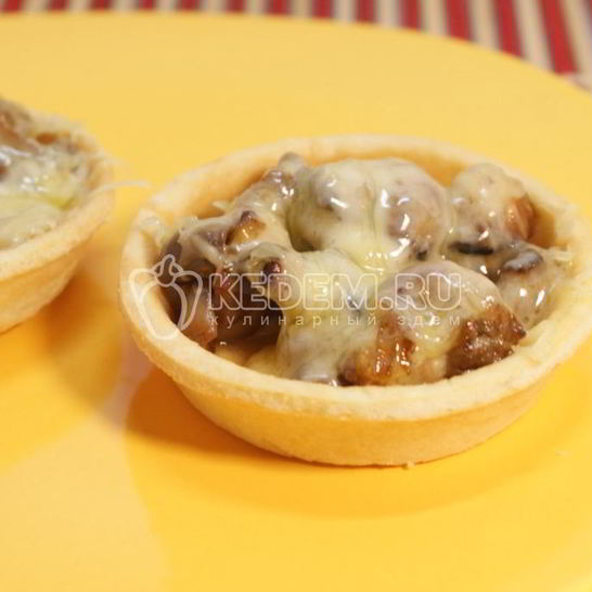 Рецепт тарталеток с грибами и сыром