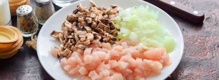 тарталетки с грибами, курицей и сливками. Шаг 3