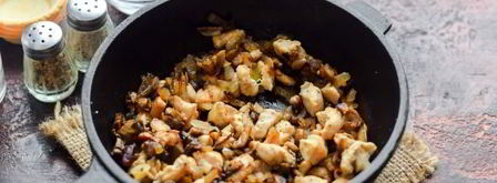 тарталетки с грибами, курицей и сливками. Шаг 4