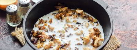 тарталетки с грибами, курицей и сливками. Шаг 5