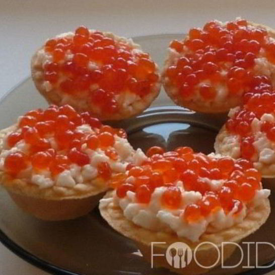 Рецепт тарталеток с икрой и креветками