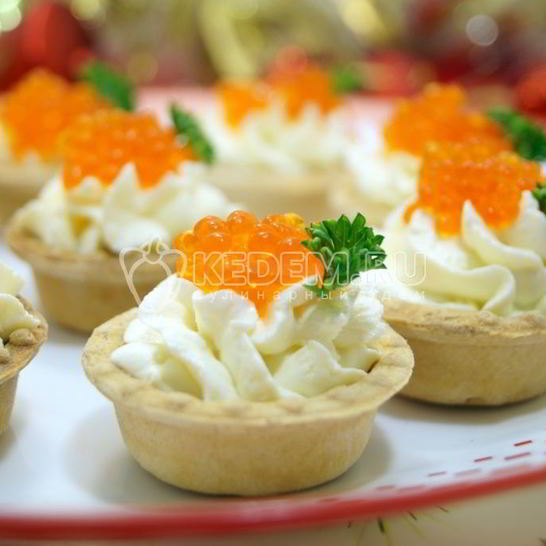 Рецепт тарталеток с красной икрой