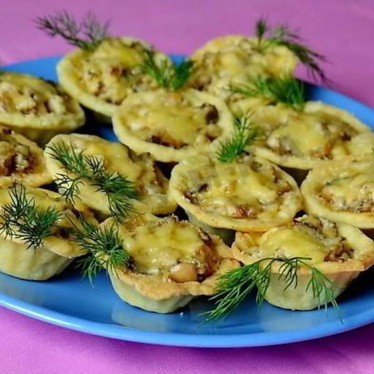 Рецепт тарталеток с курицея и грибами