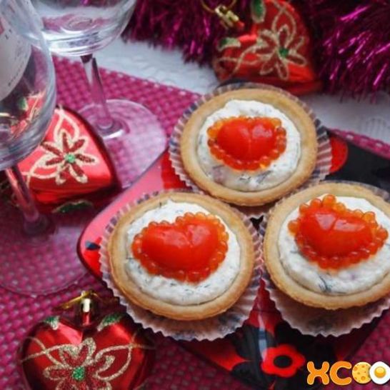 Рецепт закуски в тарталетках с несладкой начинкой для влюбленных