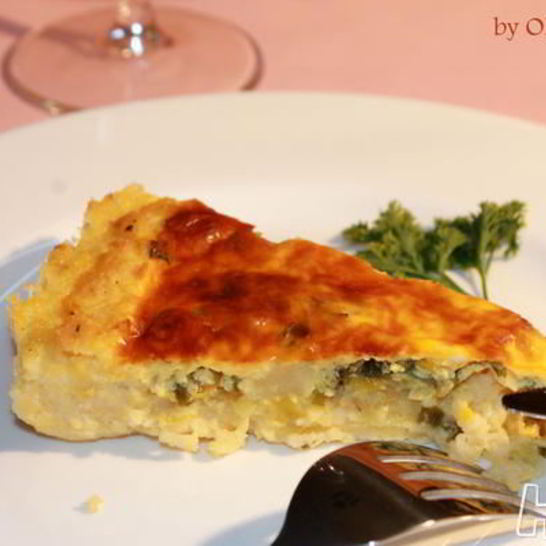 Рецепт тарта из поленты с луком пореем