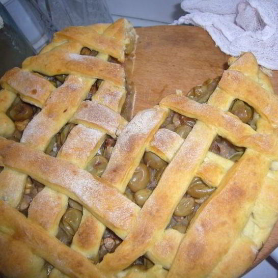 Рецепт тарта с виноградом, орешками и яблоками