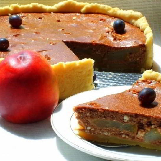 Рецепт тарта творожного груши в шоколаде