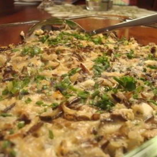 Рецепт яичницы с дикима рисома и грибами