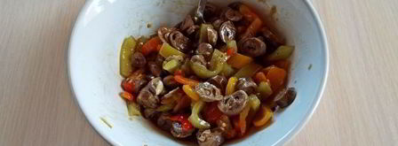 закуска из запеченного перца с куриными сердечками. Шаг 13