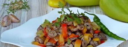 закуска из запеченного перца с куриными сердечками. Шаг 14