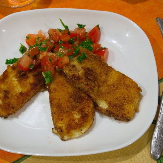 Рецепт жареного сулугуни с помидорами