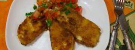 жареный сулугуни с помидорами. Шаг 6