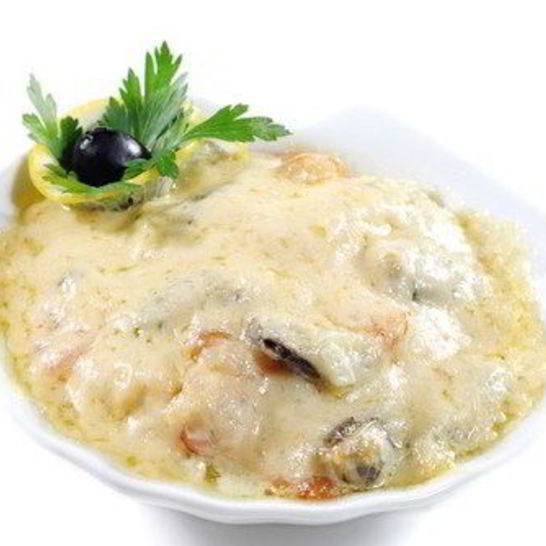 Рецепт морского жюльена из креветок и мидий